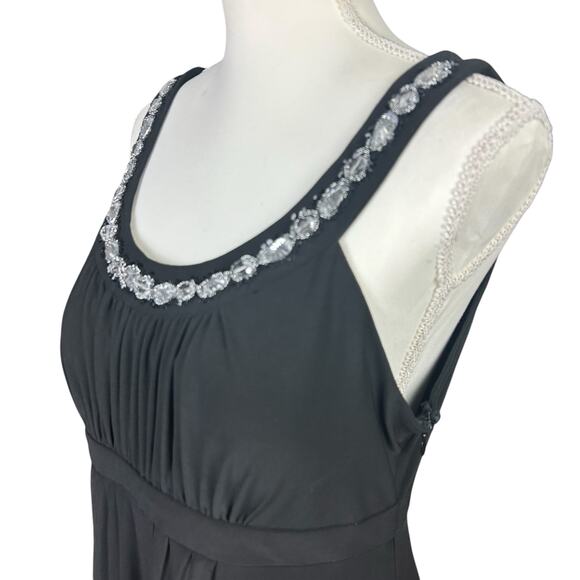 Sangria Dress Sz 12 Black Bejeweled Pleated Empire Waist Cocktail Formal Classic - Picture 2 of 12